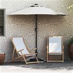 vidaXL Tuinparasol met LED -striplichten Zand 294 x 150 x 223 cm Stof