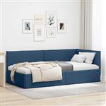 vidaXL Hoekbedframe met hoofdeinde Blauw 100 cm x 200 cm Stof