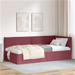 vidaXL Hoekbedframe met hoofdeinde Wijnrood 100 cm x 200 cm Stof
