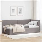 vidaXL Hoekbedframe met hoofdeinde Taupe 100 cm x 200 cm Stof