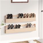 vidaXL Wandschoenenrekken 2 st 110x9x23 cm massief grenenhout