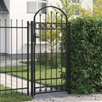 vidaXL Poort met gebogen bovenkant en 2 palen 105x204 cm zwart