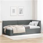 vidaXL Hoekbedframe met hoofdeinde Donkergrijs 100 cm x 200 cm Stof
