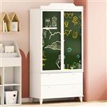 vidaXL Krijtbord Kast met lade met plank met opslag Wit Bewerkt hout