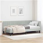 vidaXL Hoekbedframe met hoofdeinde Lichtgrijs 90 x 190 cm Fluweel