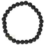 Armband - zwart lavasteen - 19 cm