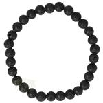 Armband - zwart lavasteen - 19 cm