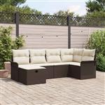 vidaXL Tuin Sofa Set met kussen met opslag 6 pcs Bruin Poly riet