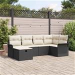 vidaXL Tuin Sofa Set met kussen met opslag 6 pcs Zwart Poly riet