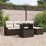 vidaXL Tuin Sofa Set met kussen met opslag 6 pcs Bruin Poly riet