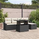 vidaXL Tuin Sofa Set met kussen met opslag 6 pcs Zwart Poly riet