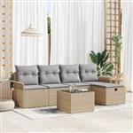 vidaXL Tuin Sofa Set met kussen met opslag 6 pcs Beige Poly riet