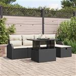 vidaXL Tuin Sofa Set met kussen met opslag 6 pcs Zwart Poly riet