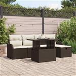 vidaXL Tuin Sofa Set met kussen met opslag 6 pcs Bruin Poly riet