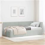 vidaXL Hoekbedframe met hoofdeinde Lichtgrijs 90 cm x 200 cm Stof