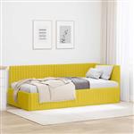 vidaXL Hoekbedframe met hoofdeinde Geel 90 cm x 190 cm Stof