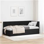 vidaXL Hoekbedframe met hoofdeinde Zwart 90 cm x 190 cm Stof