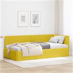 vidaXL Hoekbedframe met hoofdeinde Geel 100 x 200 cm Fluweel