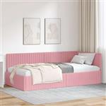 vidaXL Hoekbedframe met hoofdeinde Roze 100 x 200 cm Fluweel