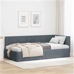 vidaXL Hoekbedframe met hoofdeinde Donkergrijs 100 x 200 cm Fluweel