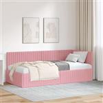 vidaXL Hoekbedframe met hoofdeinde Roze 90 x 200 cm Fluweel