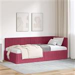 vidaXL Hoekbedframe met hoofdeinde Wijnrood 90 x 190 cm Fluweel