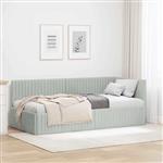 vidaXL Hoekbedframe met hoofdeinde Lichtgrijs 90 x 190 cm Fluweel