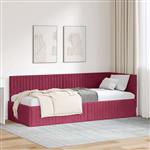 vidaXL Hoekbedframe met hoofdeinde Wijnrood 80 x 200 cm Fluweel