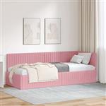 vidaXL Hoekbedframe met hoofdeinde Roze 80 x 200 cm Fluweel