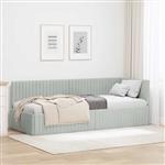 vidaXL Hoekbedframe met hoofdeinde Lichtgrijs 80 x 200 cm Fluweel