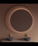 Spiegel Gliss Design Kosmos Mat Goud Rond met Frame en Indirecte LED Verlichting 120 cm