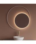 Spiegel Gliss Design Kosmos Mat Wit Rond met Frame en Indirecte LED Verlichting 90 cm