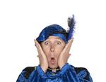 Pietbaret velour met struisveer blauw