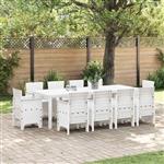 vidaXL Tuin Eetset 11 pcs Wit Polt riet