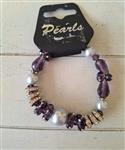 Stretch Armband met Aubergine, Zilver en Strass