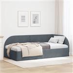 vidaXL Hoekbedframe met hoofdeinde Donkergrijs 90 x 200 cm Fluweel