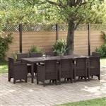 vidaXL Tuin Eetset 11 pcs Bruin Polt riet