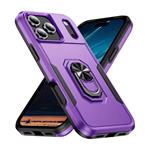 iPhone 17 - Militair Shockproof Hoesje met Kickstand - Grip Socket Magnetische Cover Case - Paars
