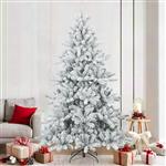 vidaXL Kunst Kerstboom met Geveerde Takken, Sneeuw Bedekt Wit 210 cm