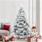 vidaXL Kunst Kerstboom met Geveerde Takken, Sneeuw Bedekt Wit 210 cm