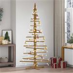 vidaXL Houten kerstboom met standaard Bruin 210 cm Massief grenenhout