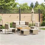 vidaXL Tuin Sofa Set 6 pcs beige en crèmekleurig poly rattan