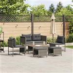 vidaXL Tuin Sofa Set 6 pcs grijs en donkergrijs poly rattan