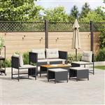 vidaXL Tuin Sofa Set 6 pcs Zwart en crème poly rattan