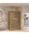 Douchecabine Sanivo Vigo Met Vast Paneel Champagne Glas Met Montagesets Geborsteld Messing Goud