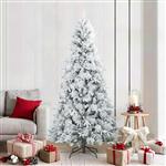 vidaXL Kunst Kerstboom met Geveerde Takken, Sneeuw Bedekt Wit 210 cm