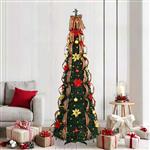 vidaXL Kunstkerstboom met 200 LED met standaard Groen 210 cm PVC