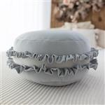 Velvet poef/kussen - Macaron - Grijs– zacht zitkussen in de vorm van een koekje Grijs 50x30cm