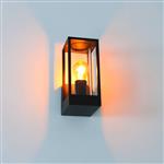 LED's Light LED Wandlamp met glazen ruiten - Rechthoek - E27 fitting - IP44 - Zwart