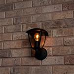 Retro LED Wandlamp met E27 fitting - Jesi - IP44 - Zwart